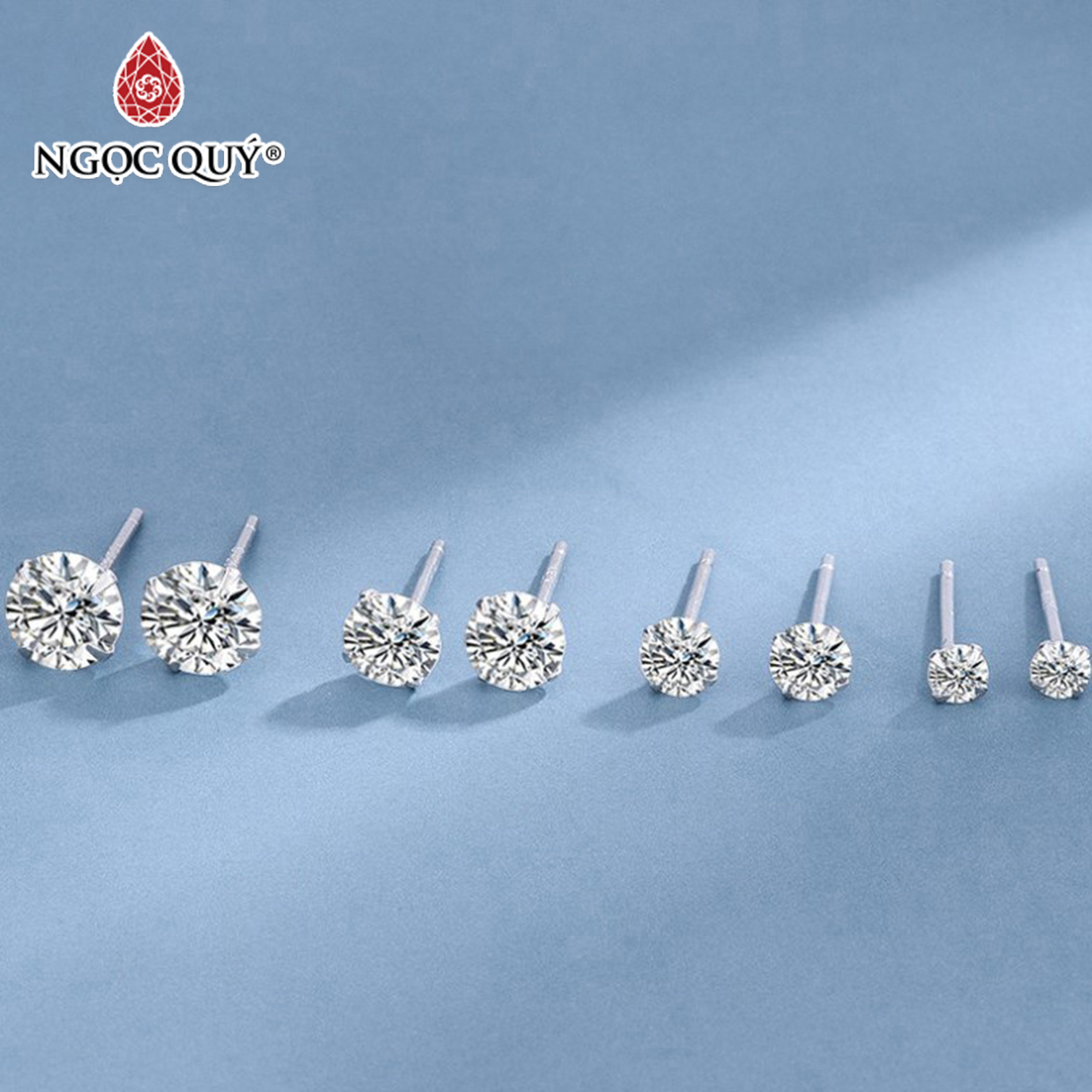 Bông tai nụ đít đẩy bạc S925 - Bông tai nụ bạc - Ngọc Quý Gemstones