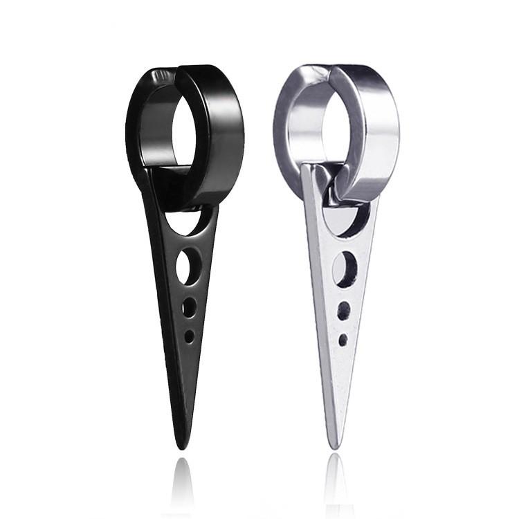Khuyên Tai Nam Hàn Quốc Tròn Nhọn Tam Giác Cá Tính Kẹp/Sỏ Lỗ