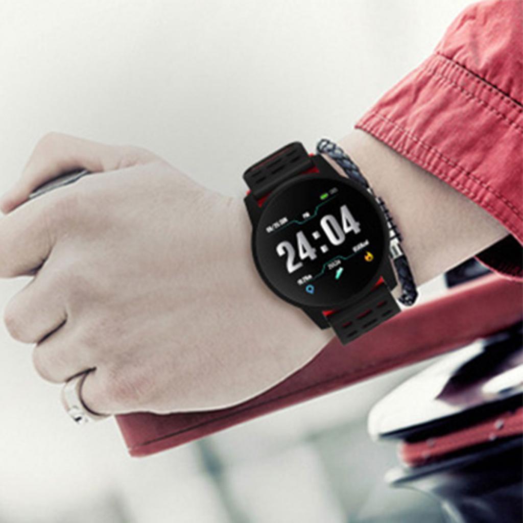 Men Sports Bluetooth Smart Watch Fitness Tracker Bracelet IP67 Waterproof Black