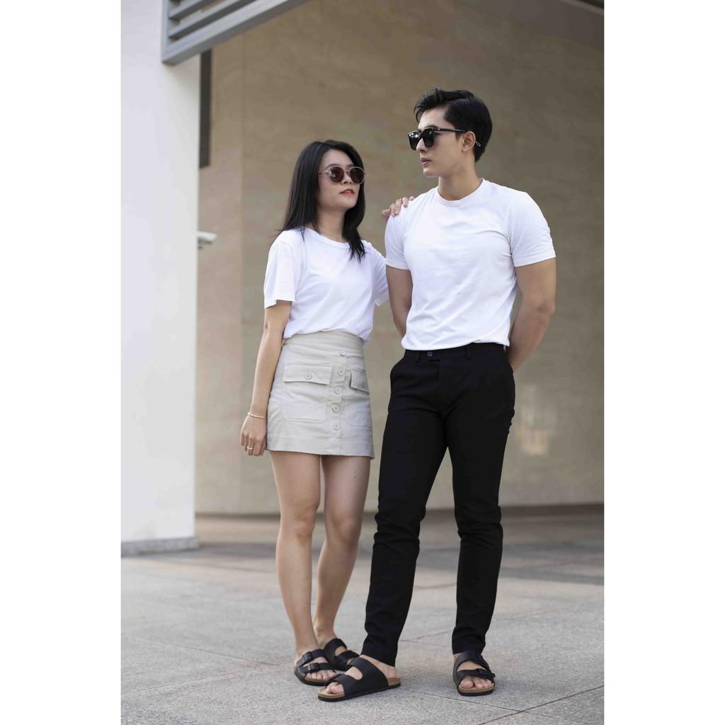 Dép unisex HuuCuong 2 khóa đen đế trấu handmade