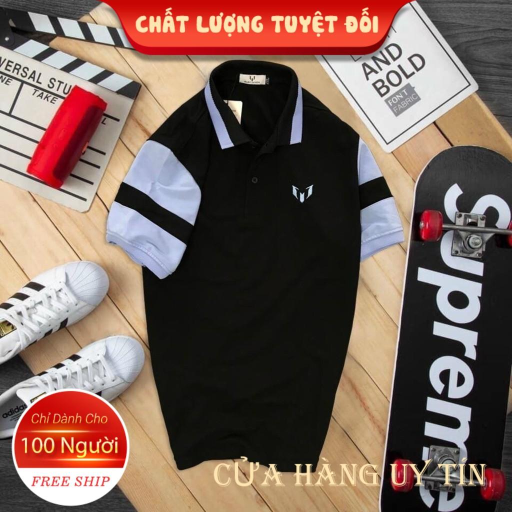 Áo thun polo nam cổ bẻ ngắn tay phối vàng đen cao cấp