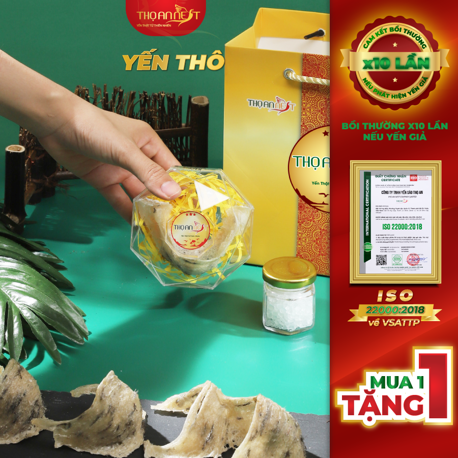 Tổ Yến Sào Thô - Yến Sào Thọ An - Chứng Nhận ISO - Quà Tặng - Hộp 10gr