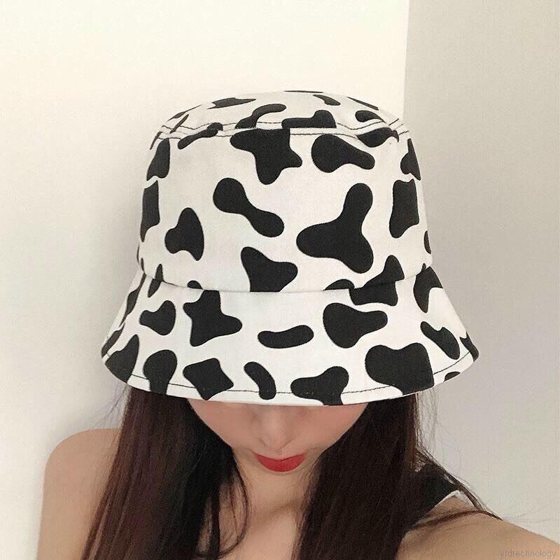 Mũ bucket bò sữa ️ Nón vành tròn hoạ tiết trắng đen phong cách Ulzzang form unisex nam nữ