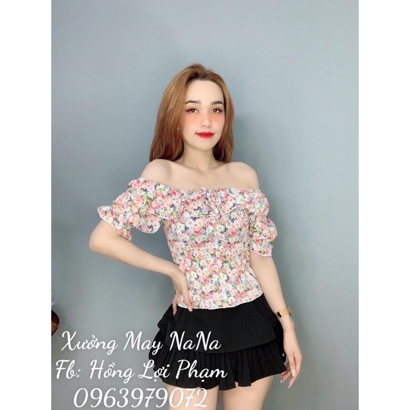 Áo kiểu trễ vai hoa nhí bèo dễ thương