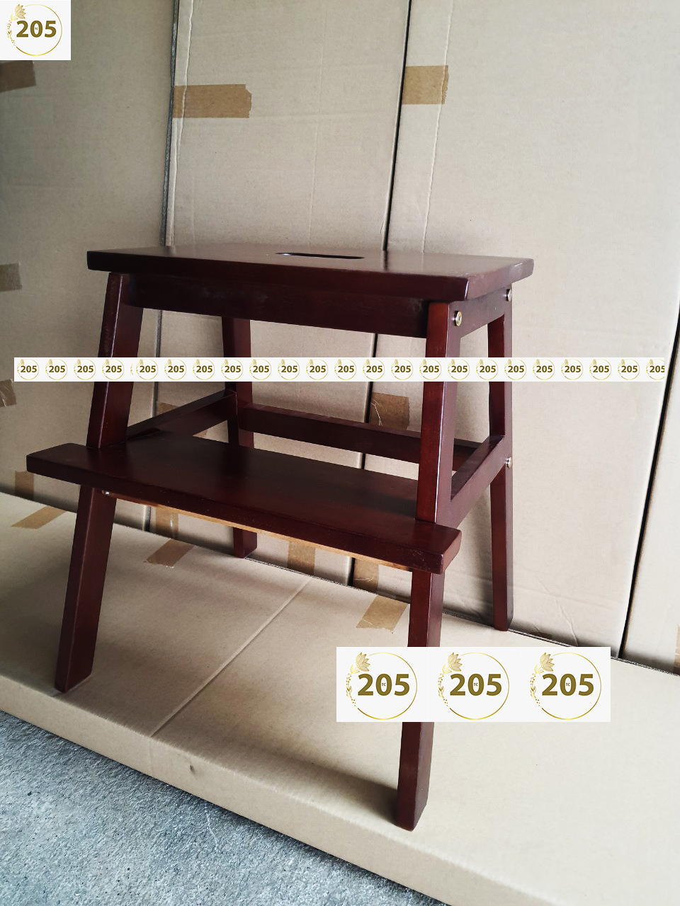 Ghế bậc thang 2 tầng bằng gỗ cao su 100% MÀU VÀNG - 205 TC WOODEN STOOL
