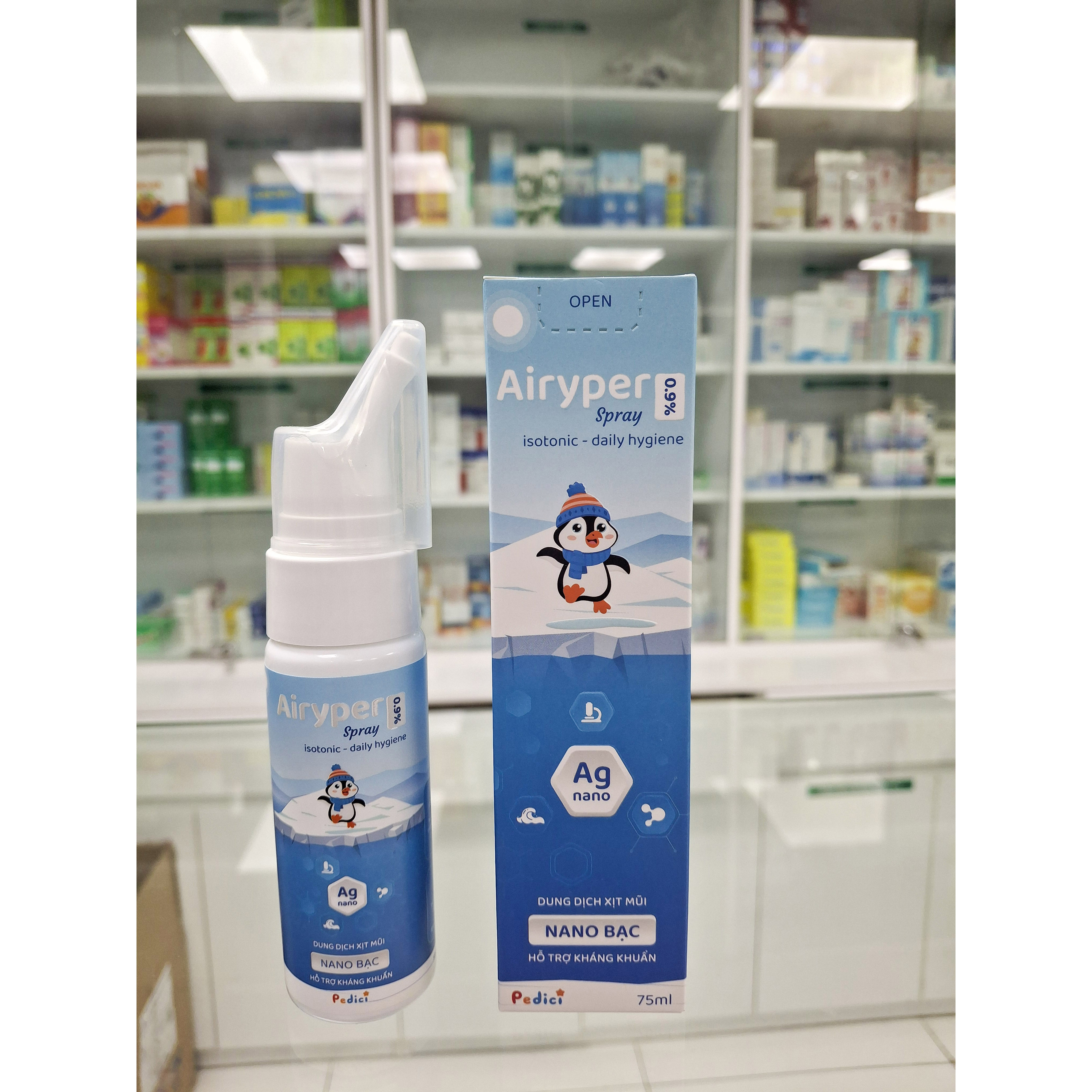 Xịt mũi Airyper Spray 0.9% - Hỗ trợ kháng khuẩn Nano Bạc