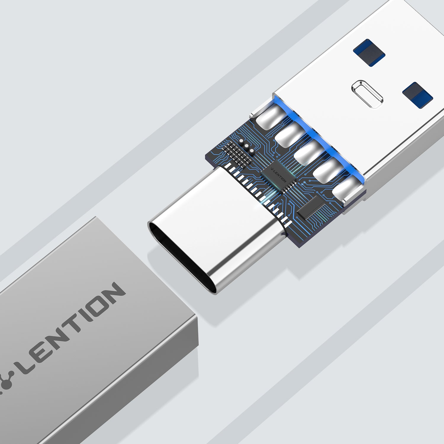 Đầu chuyển đổi USB-A sang USB-C Lention H3 Hàng Chính Hãng.