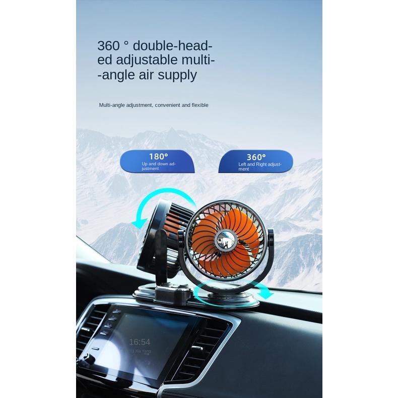 Quạt Điều Hòa Mini Xoay 360 Độ 12V/24V/USB Cho Xe Hơi