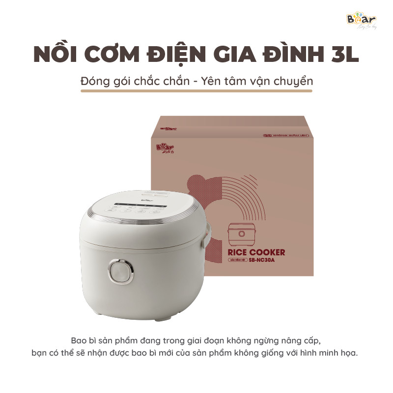 Nồi Cơm Điện Tử Bear 3L Lòng Nồi 5 Lớp Đa Năng Nấu Cơm Nấu Cháo Hầm Hấp Hâm Nóng Hẹn Giờ Lên Đến 12 Tiếng SB-NC30A - HÀNG CHÍNH HÃNG