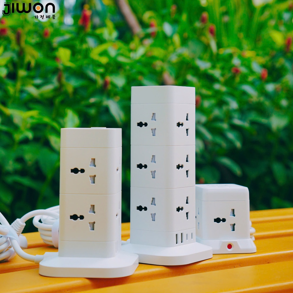 Ổ Cắm Điện Đa Năng Jiwon, Tích hợp cổng USB và Type C có sạc nhanh. Công Suất 2500W Lõi Chống Giật, tự ngắt khi quá tải - Hàng chính hãng