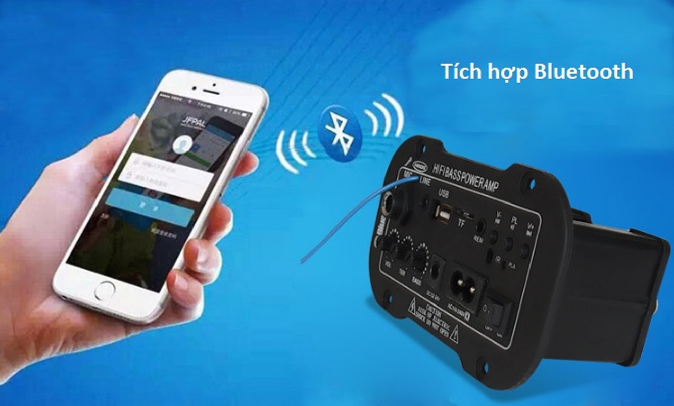 Mạch loa kéo hifi bass power + bluetooth + khe cắm mic D00-168