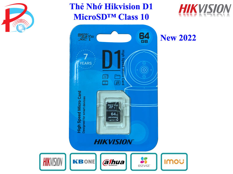 Thẻ Nhớ Hikvision 64G/32GB MicroSD Class 10 D1 Tốc Độ Cao Box Xanh Chuyên dùng cho Camera, Điện Thoại, Máy Ảnh... - Hàng Chính Hãng BH 7 Năm