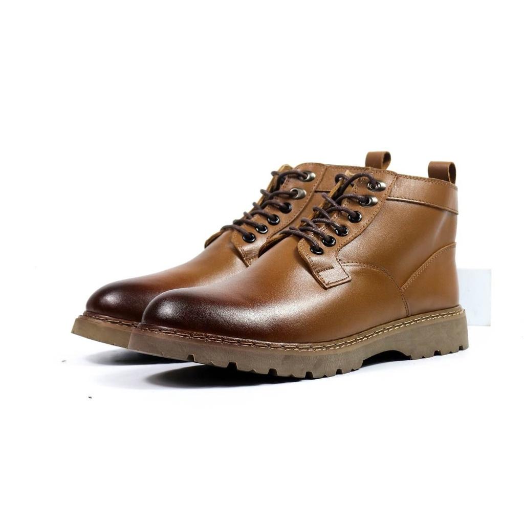 Giày da, giày nam da bò, giày Đốc Nam Doc.022 Nâu Retro , boots cổ lửng Lucas Shoes bảo hành 1 năm