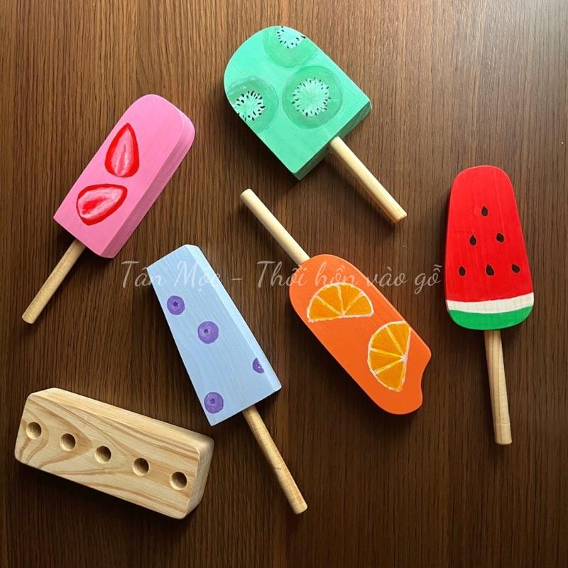 Bộ kem gỗ trái cây từ gỗ tự nhiên, sơn gốc nước không độc hại