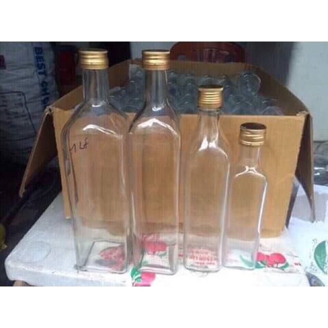 Chai thủy tinh vuông 500ml nắp nhôm