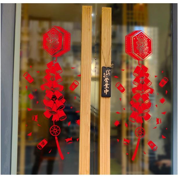 Decal trang trí tết - Hộp dây p.h.a.o nổ lớn đỏ