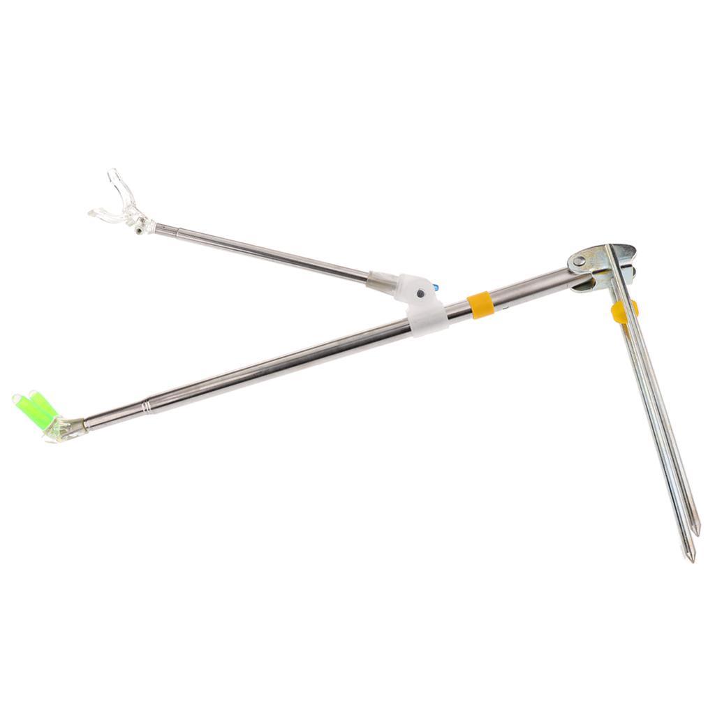 Stainless Steel Fishing Rod Stand Bracket Fishing Rod Ground Holder Telescopic Rod Stand Support Holder Ground Insert Equipped with ABS Anti-skid Sleeve