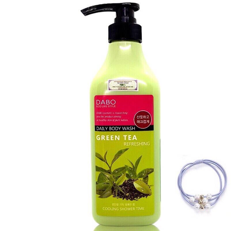 Sữa tắm chiết xuất từ trà xanh mát da sạch nhờn ngăn ngừa mụn DABO REFRESHING GREEN TEA DAILY BODY WASH Hàn Quốc Chính Hãng (750ml) [ Tặng dây cột tóc ]