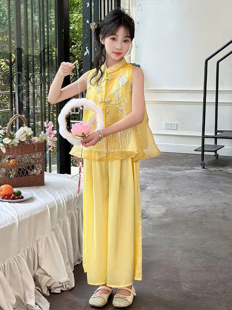 Set bộ cổ trang hanfu phong cách trung hoa cho bé gái diện lễ tết trung thu đẹp size 110-170 hàng Quảng Châu