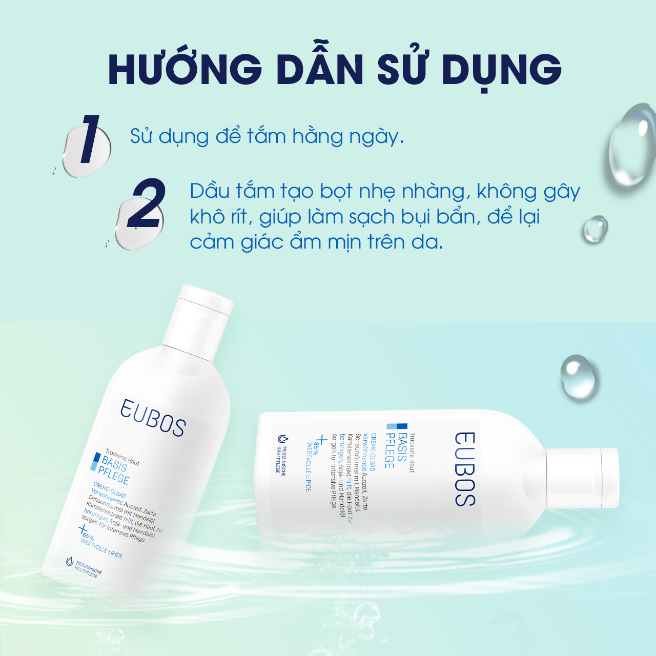 Sữa Tắm Không Kiềm EUBOS Cream Bath Oil Giúp Làm Sạch Dịu Nhẹ, Dưỡng Ẩm Cho Da Khô 200ml