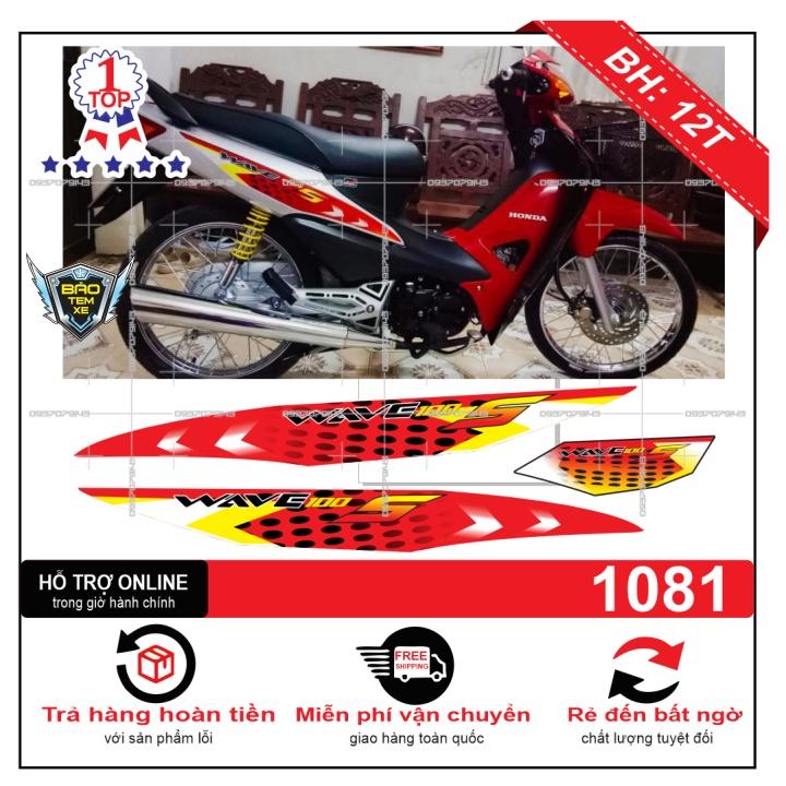 Tem rời dán xe wave S 2016 bạc đỏ đen - Bi Decal