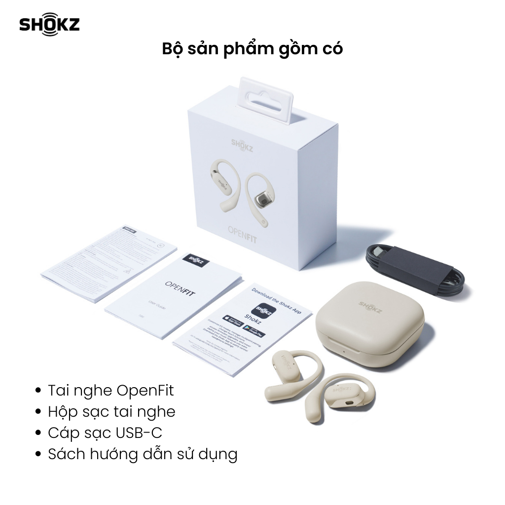 Tai nghe không nhét tai Bluetooth True Wireless Earbuds Shokz OpenFit - Thế Hệ Mới Nhất - Hàng Chính Hãng