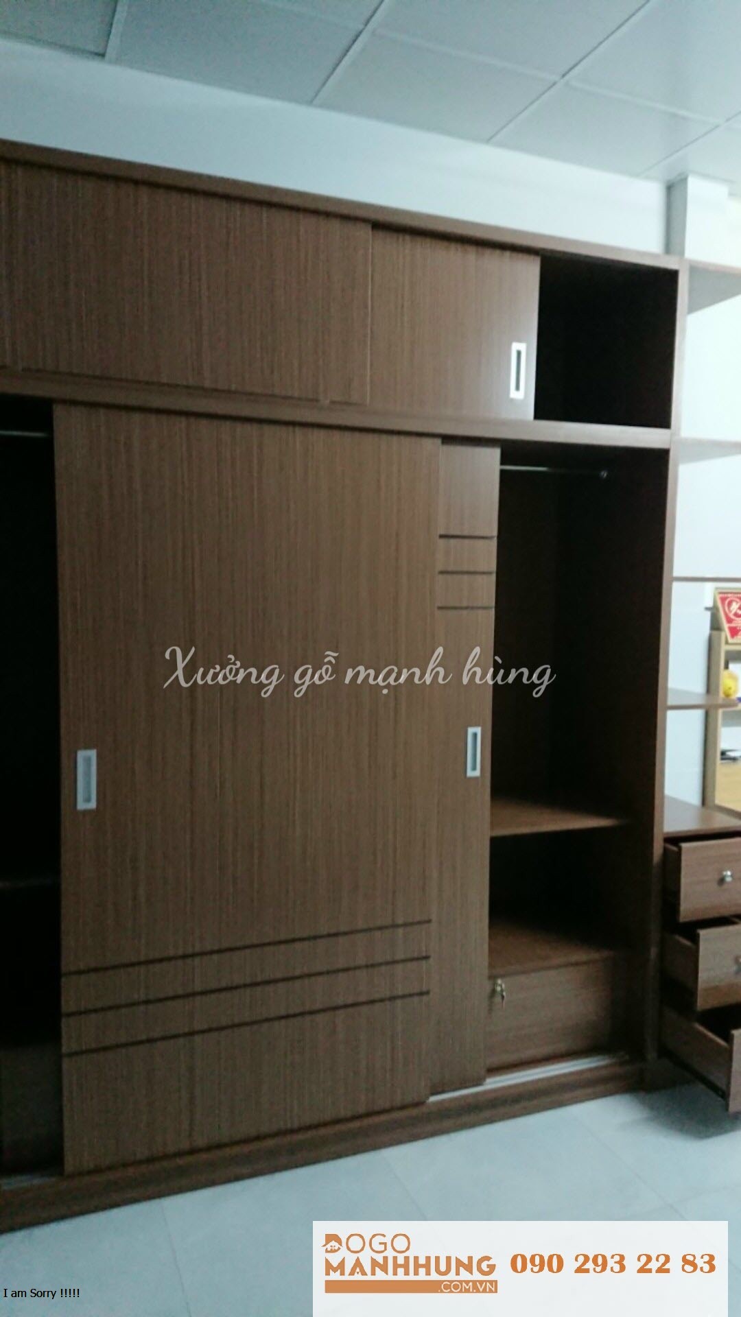 Tủ quần áo kết hợp bàn trang điểm gỗ công nghiệp 2m30 x 2m50