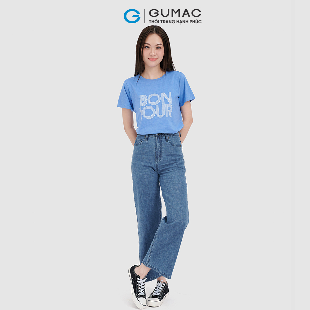 Áo thun nữ GUMAC ATC10033 in chữ BONJOUR năng động