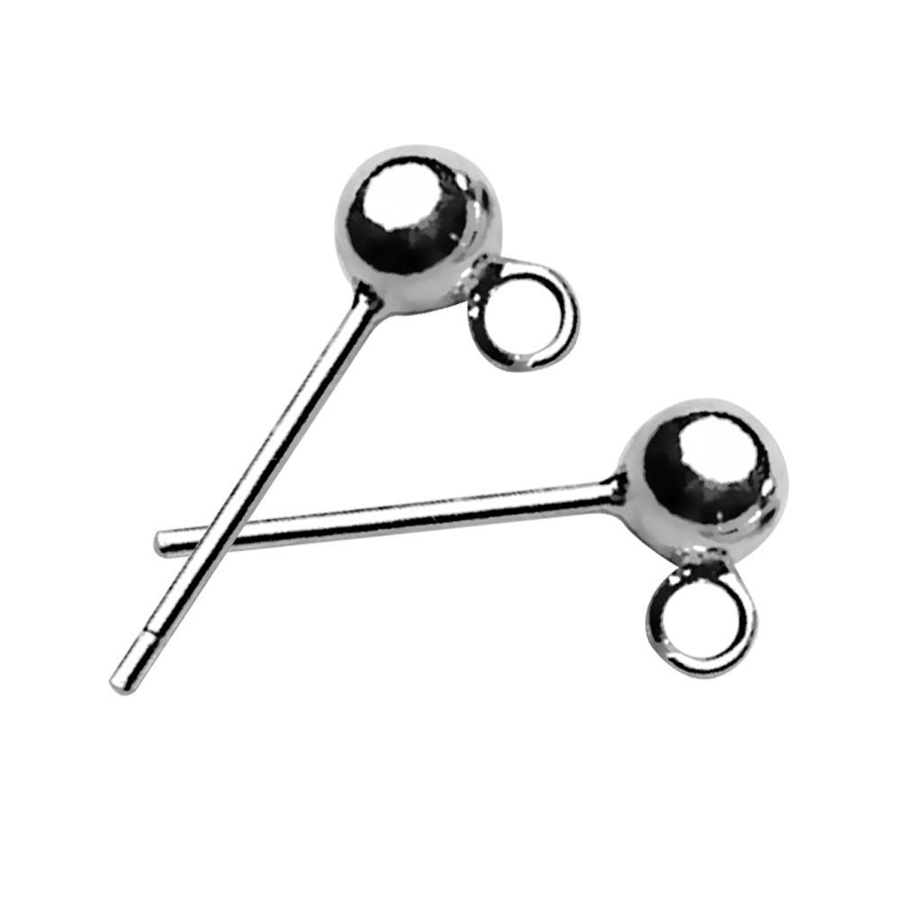 16Pcs 925 Sterling Ball Earring Stud Posts And Backs Jewelry Findings Making