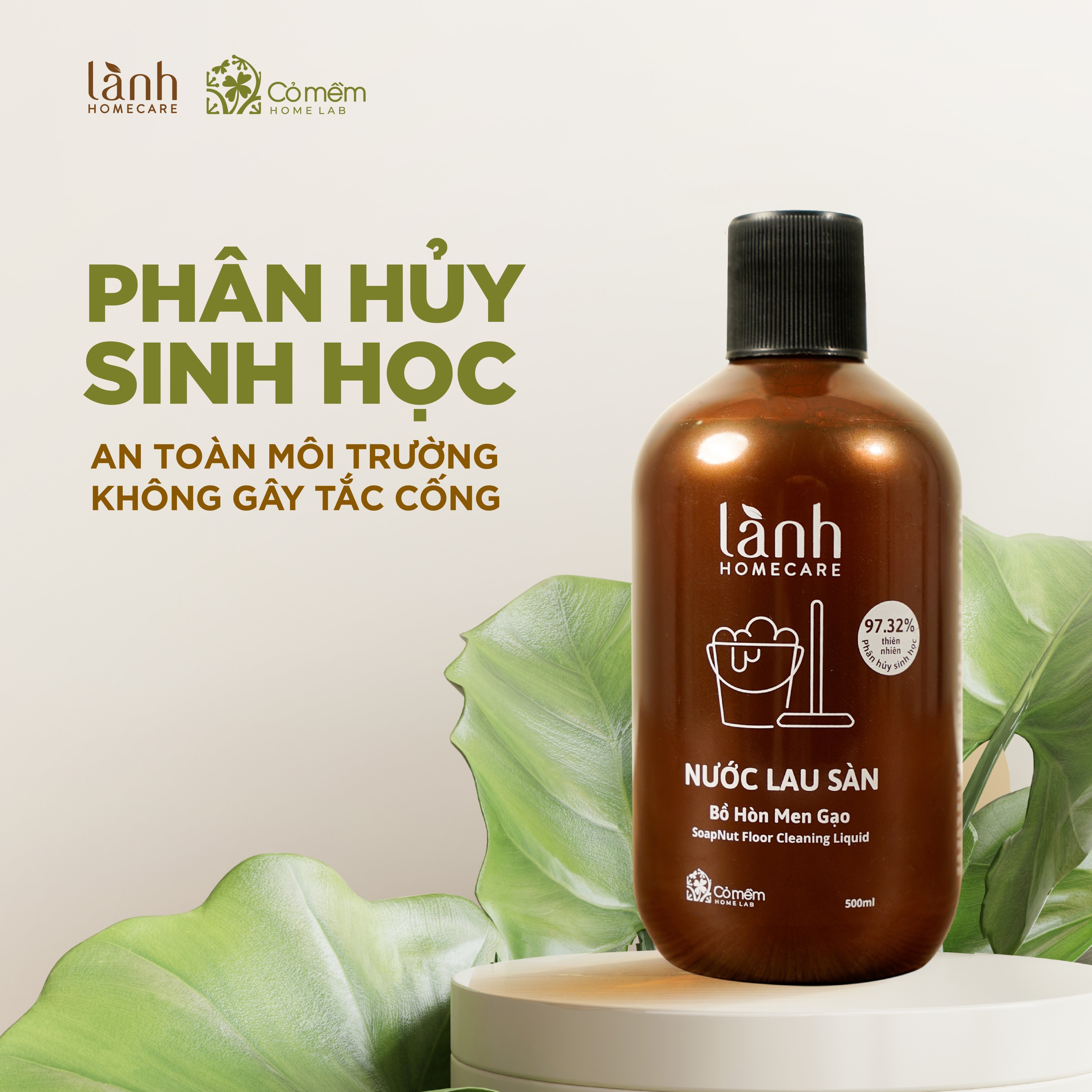 Nước Lau Sàn Bồ Hòn Men Gạo Lành HomeCare An Toàn Cỏ Mềm 500ml