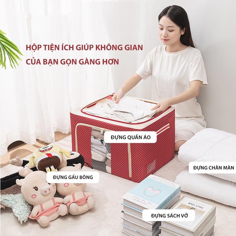 66L - Hộp đựng quần áo,chăn ga. thùng đựng đồ chơi Living Box có khung sắt chắc chắn đa năng - giao màu ngẫu nhiên