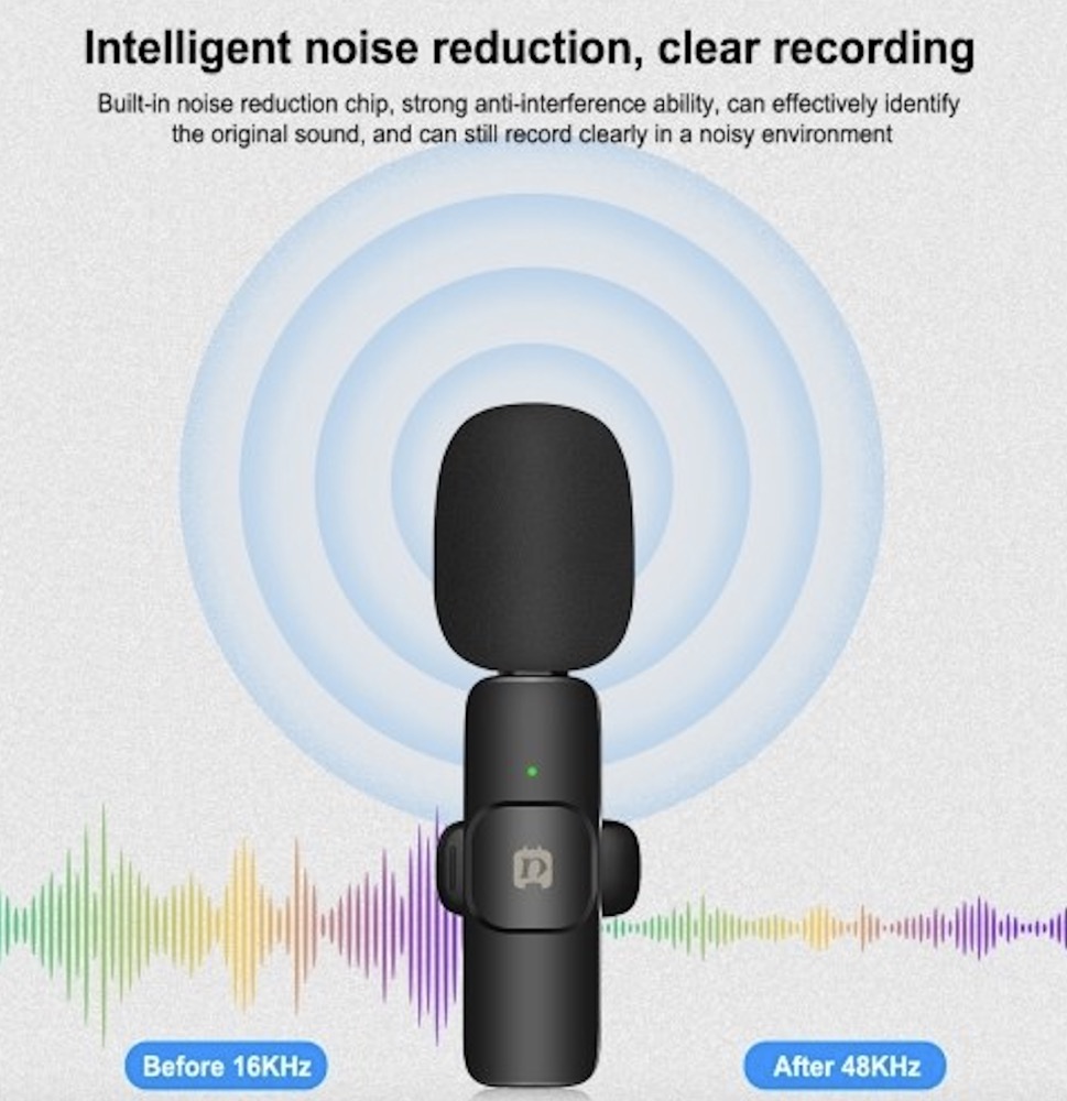 PULUZ PU3151B One-Trigger-Two Mini 2.4G Wireless Microphone System Clip-on Mic Replacement for Type-C Android Smarphones Tablets