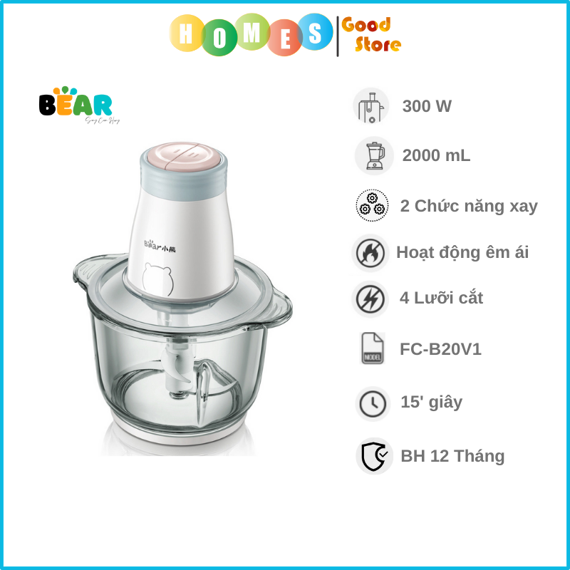 Máy Xay Thịt Bear Đa Năng 2L Qsj - B02Q1 Fc - B20V1 - Hàng Chính Hãng
