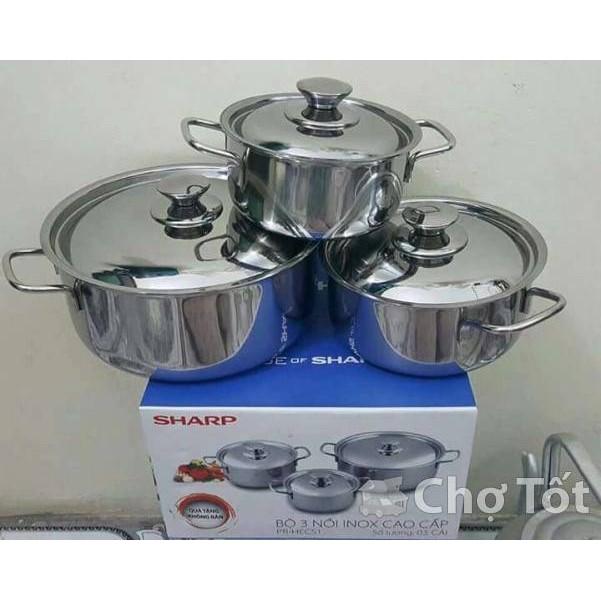 Bộ 3 nồi inox cao cấp chống rỉ dùng được bếp từ