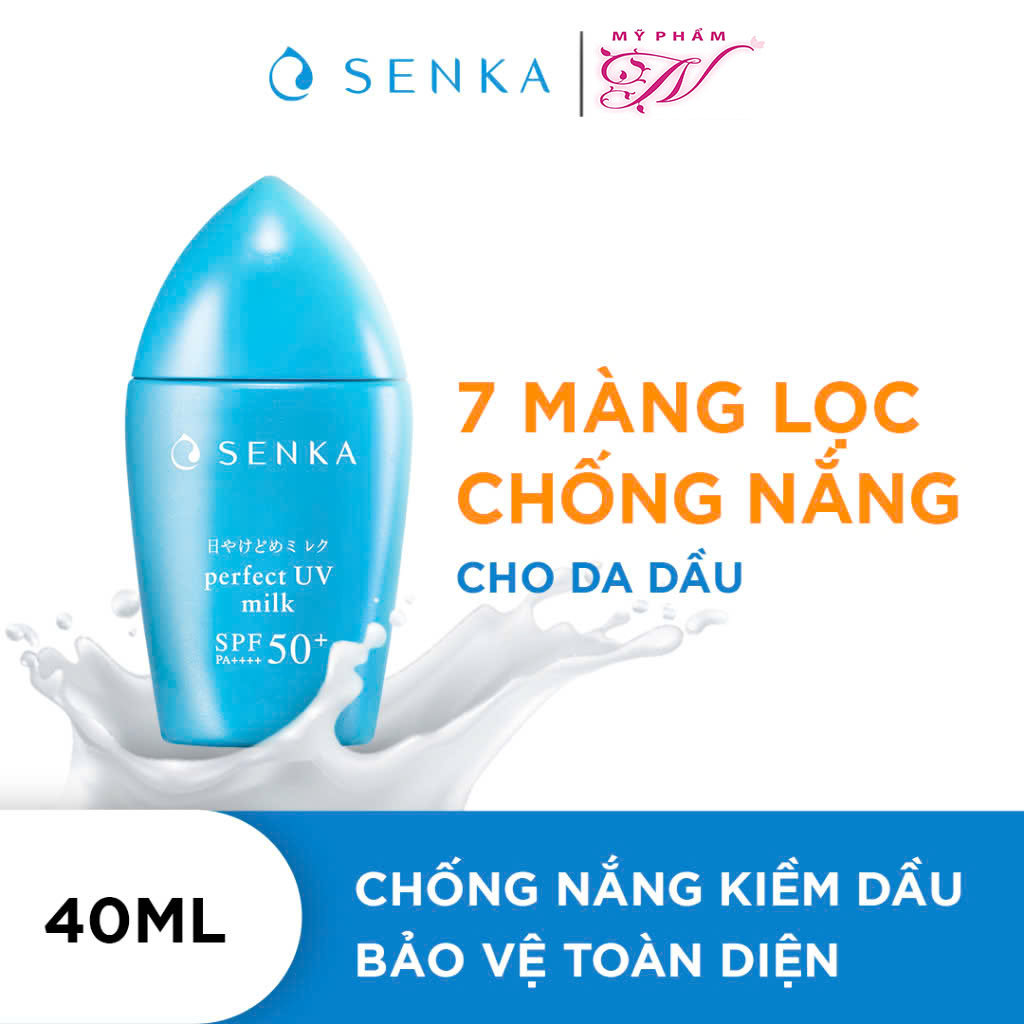 Sữa Chống Nắng Senka Kiềm Dầu, Mịn Lì Cho Da Dầu Perfect UV Milk SPF50+ PA++++ 40ml