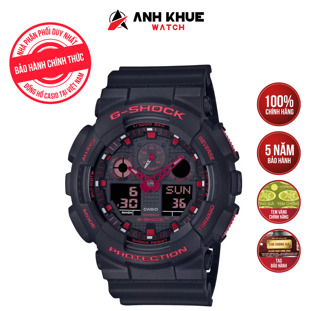 Đồng Hồ Casio Nữ G-Shock dây nhựa GA-100BNR-1ADR