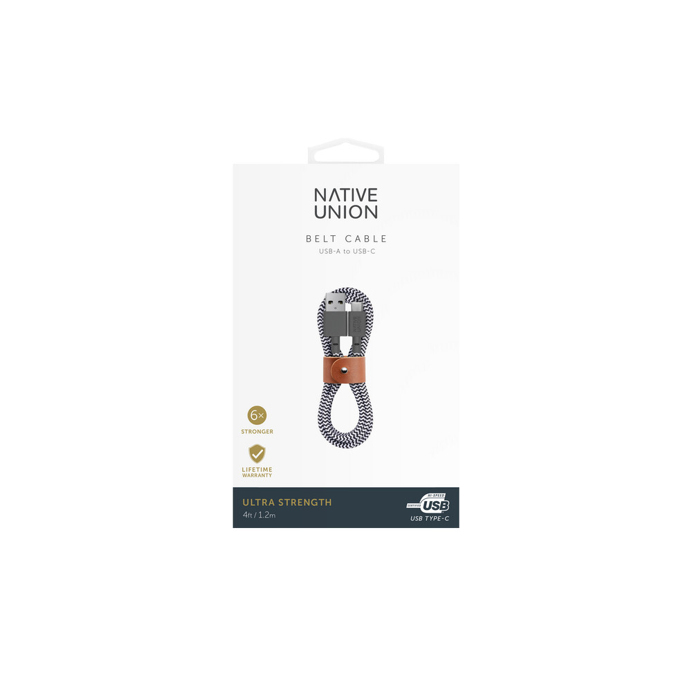 Dây Cáp Native Union BELT CABLE USB-A to USB-C ZEBRA (1.2m) - Hàng Chính Hãng