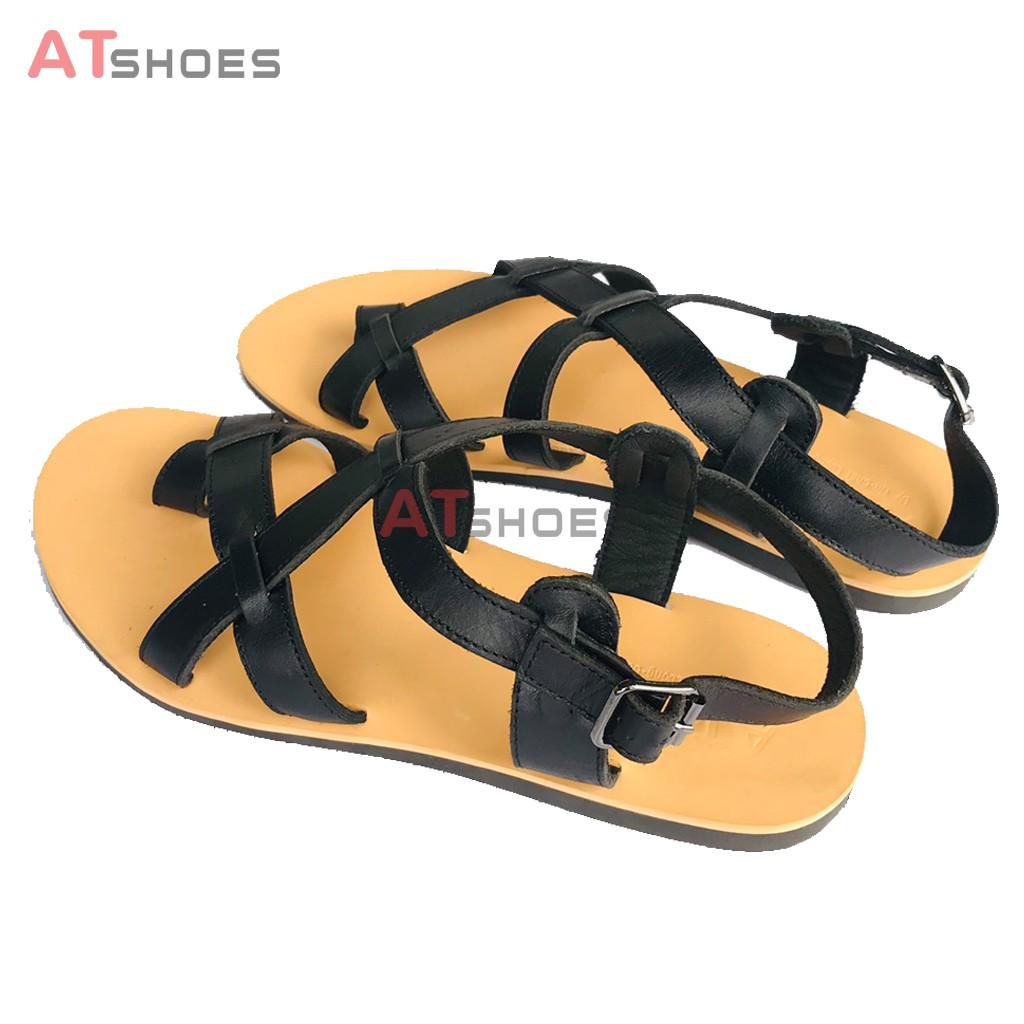 Sandal nam, dép quai ngang, dép nam da bò, không thấm nước, êm chân thoải mái Atshoes XDxn201