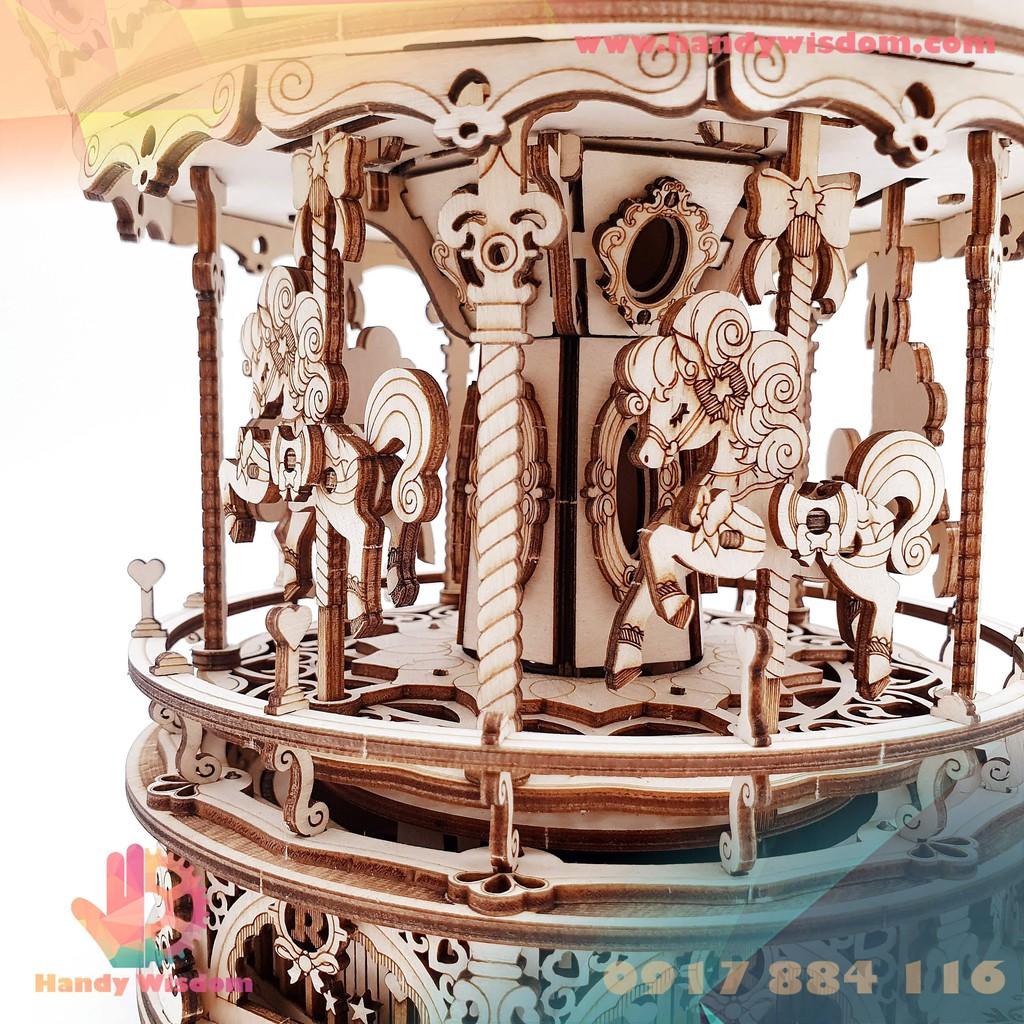 Mô hình hộp nhạc gỗ - Đu quay lãng mạn - Robotime Romantic Carousel AMK62