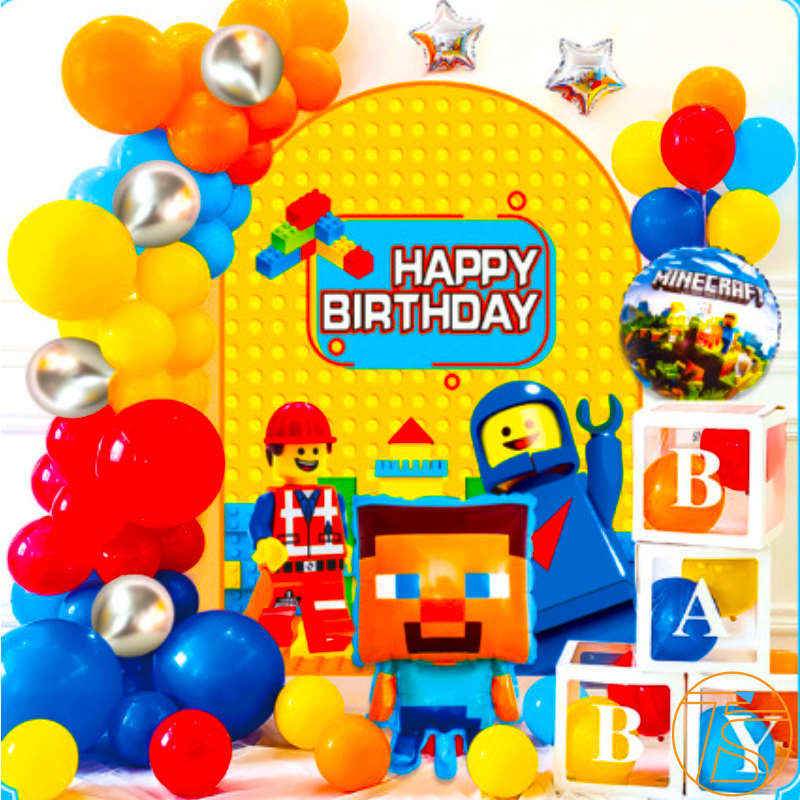 Bộ trang trí sinh nhật nhân vật hoạt hình minecraft - Đồ trang trí tiệc thôi nôi - Bong bóng happy birthday - Chữ trang trí đầy tháng - Sét trang trí tiệc sinh nhật cho bé trai bé gái cute