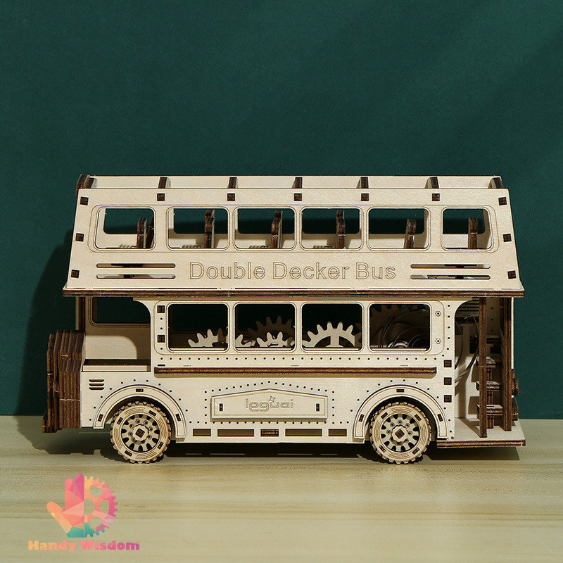 Mô hình gỗ chuyển động - Xe buýt 2 tầng - Doubled decker bus