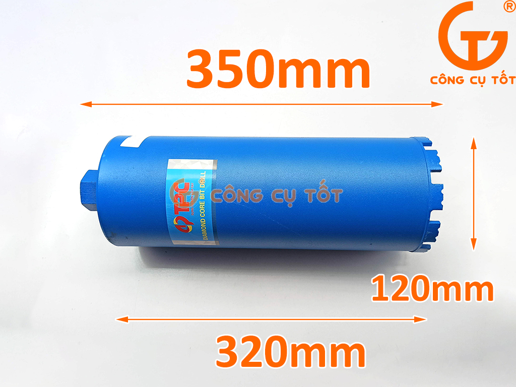 Mũi khoét tường ướt mạ điện Ø120 x 350mm