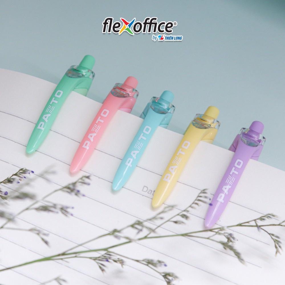 Hộp 5 bút gel bi màu Pastel Thiên Long Flexoffice Pazto FO-GELB039/VN nét 0.6mm - Mực xanh