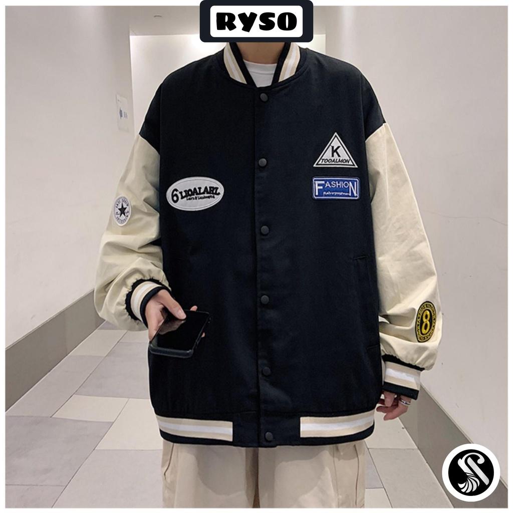 Áo khoác bomber bóng chày form rộng vải dù cao cấp Varsity dáng Unisex nam nữ