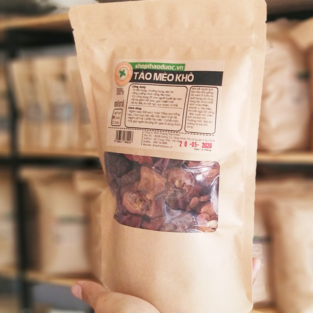 Táo Mèo Khô Shop Thảo Dược Gói 500G - Táo mèo Tây Bắc sấy khô kỹ, Giúp giảm đầy Bụng, chướng Bụng, Kén Ăn, thích hợp cho ngâm... hoặc ngâm chung với chuối hột