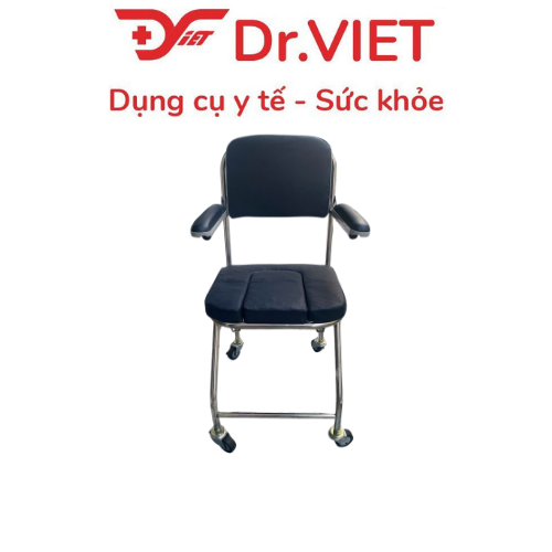 Ghế bô vệ sinh mặt nệm có bánh xe - PKGVS02 - Ghế bô hỗ trợ người bệnh đi vệ sinh tại chỗ