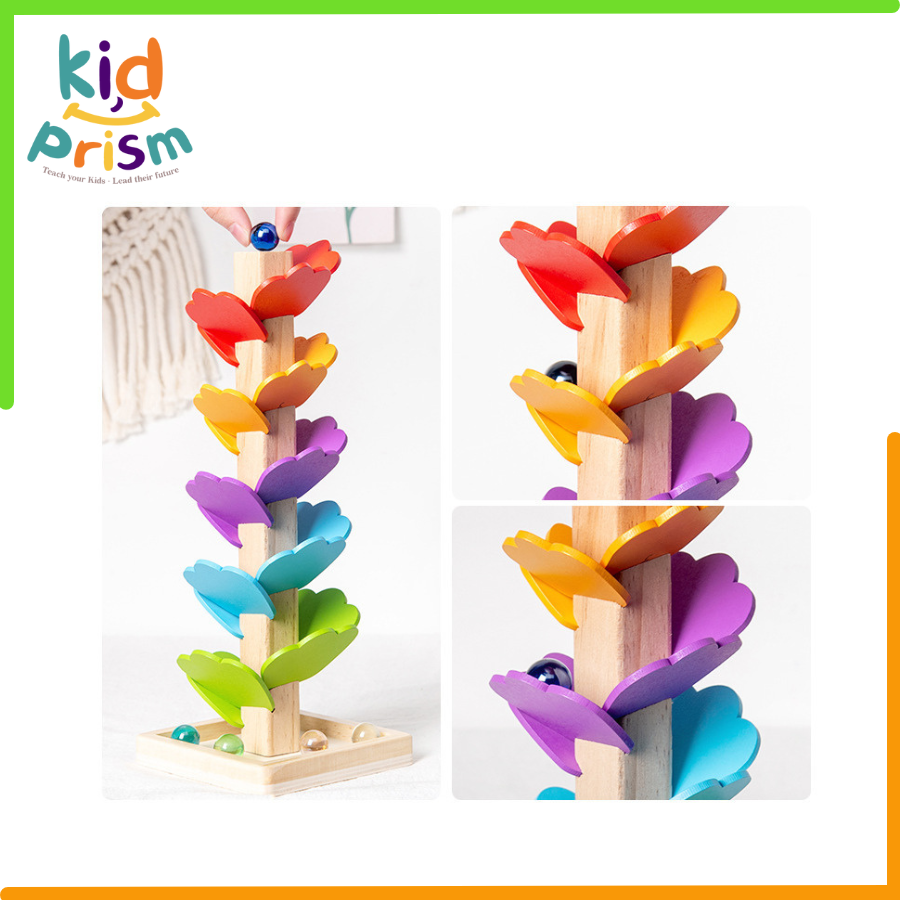 Đồ Chơi Tháp Gỗ Cầu Vồng Âm Nhạc - Đồ Chơi Thả Bi Cho Bé Yêu - Đồ chơi Montessori 0-3