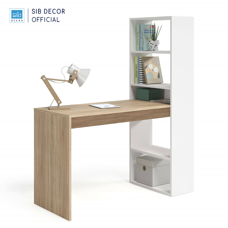 Bàn Làm Việc Kết Hợp Kệ Sách Nhiều Tầng, Gỗ Chống Ẩm Thương Hiệu SIB Decor