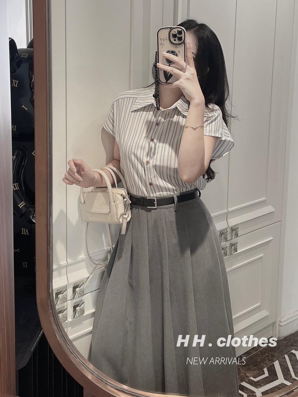 SET ĐI CHƠI, SET 2 MÓN ÁO SƠ MI TAY CÁNH DƠI PHỐI CHÂN VÁY DÀI KÈM ĐAI CỰC HOT