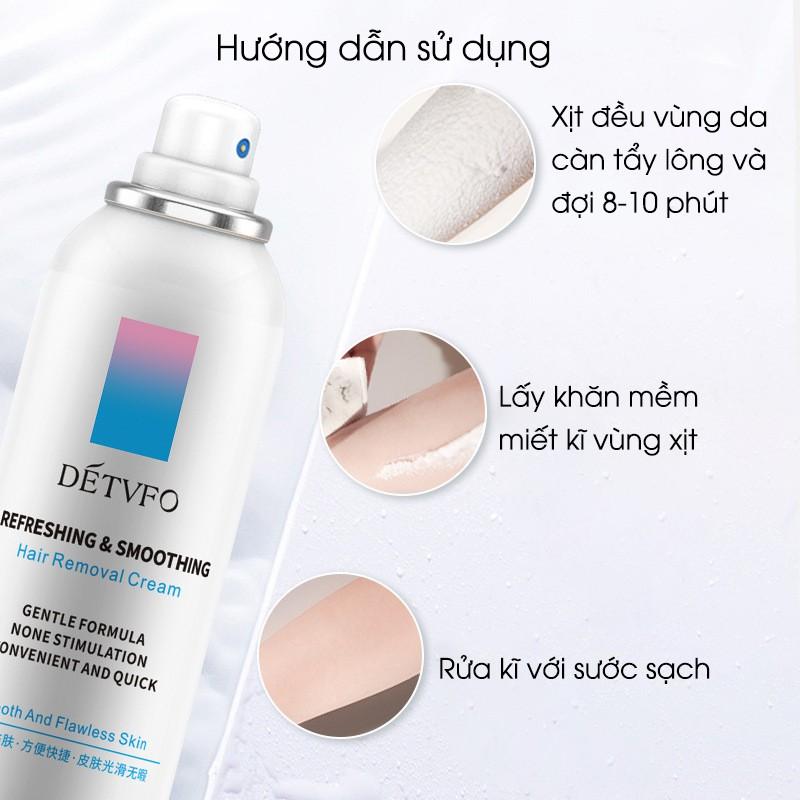 Kem tẩy lông tay lông chân lông nách dạng chai xịt bọt dung tích 150ml lành tính không gây đau rát, Nhanh gọn, tiện lợi